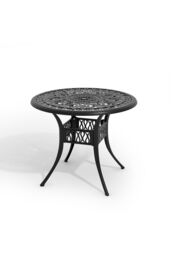 Living and Home Round Cast Aluminum Garden Bistro Dining Table in Black - thumbnail 3