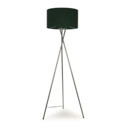 ValueLights Camden Polished Chrome Tripod Floor Lamp with Forest Green Drum Shade in Bottle Green