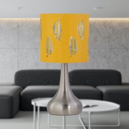 First Choice Lighting Set of 2 Romana - Brushed Chrome Touch Table Lamps with Ochre Shades in Silver - thumbnail 5