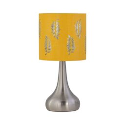 First Choice Lighting Set of 2 Romana - Brushed Chrome Touch Table Lamps with Ochre Shades in Silver - thumbnail 2