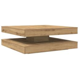 Berkfield Home Coffee Table 360-Degree Rotatable Artisan Oak 90x90x34.5 cm in Brown - thumbnail 1