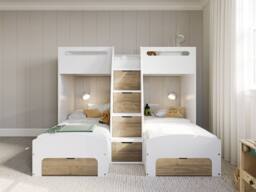Flair Eddie Staircase Triple Bunk Bed with Storage in Brown - Size: Single - thumbnail 3