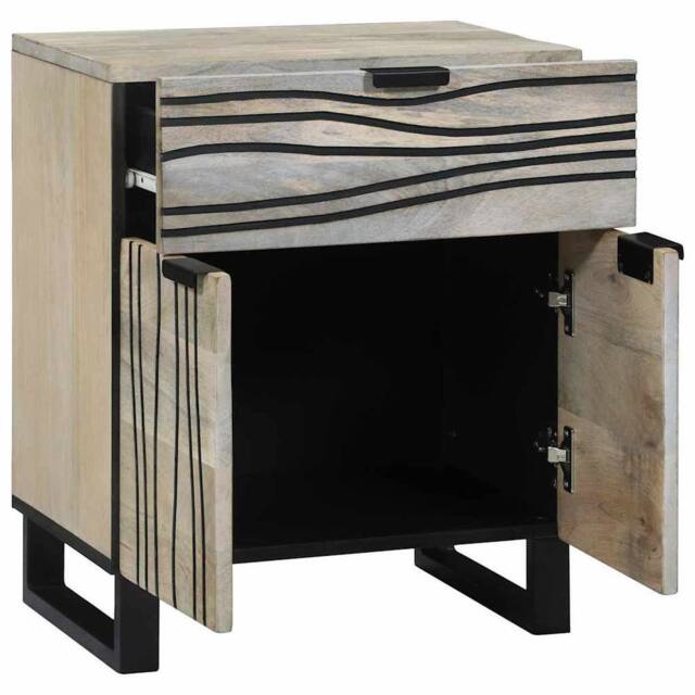 Berkfield Home Bedside Tables with Drawer White & Black 50 x 33 x 60 cm - image 1