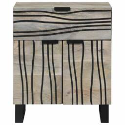 Berkfield Home Bedside Tables with Drawer White & Black 50 x 33 x 60 cm - thumbnail 3