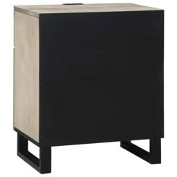 Berkfield Home Bedside Tables with Drawer White & Black 50 x 33 x 60 cm - thumbnail 5