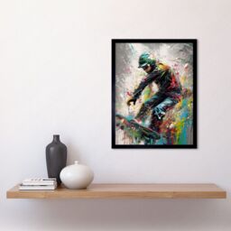 "Artery8 Wall Art Print Snowboarding Extreme Sport Athlete Paint Splat Art Framed in Black - Size: W12"" x H16""" - thumbnail 2