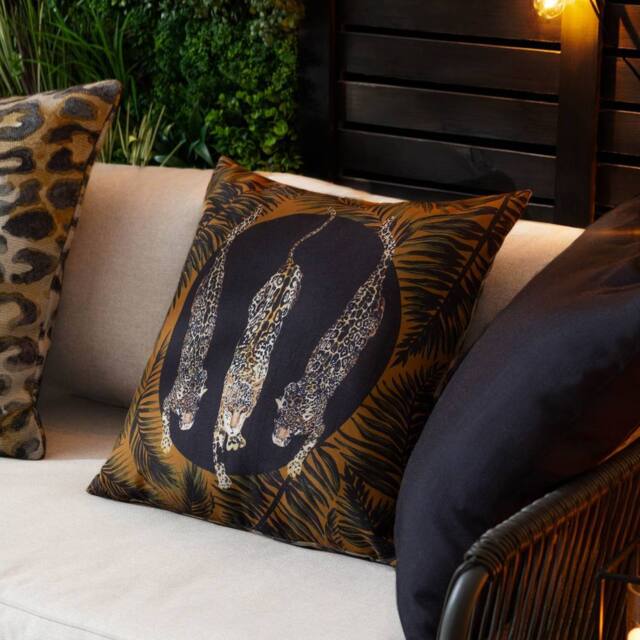 Paoletti Leopardis Trio Printed Outdoor Cushion in Gold - Size: 50 cm x 50 cm - image 1