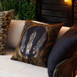 Paoletti Leopardis Trio Printed Outdoor Cushion in Gold - Size: 50 cm x 50 cm