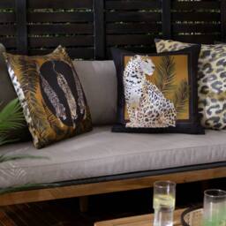 Paoletti Leopardis Trio Printed Outdoor Cushion in Gold - Size: 50 cm x 50 cm - thumbnail 6