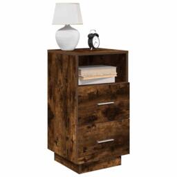 Berkfield Home Durable Bedside Cabinets 2 pcs with 2 Drawers Smoked Oak 36x36x68 cm in Brown - Size: 36 x 36 x 68 cm - thumbnail 2