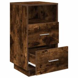 Berkfield Home Durable Bedside Cabinets 2 pcs with 2 Drawers Smoked Oak 36x36x68 cm in Brown - Size: 36 x 36 x 68 cm - thumbnail 5