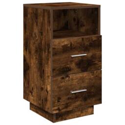 Berkfield Home Durable Bedside Cabinets 2 pcs with 2 Drawers Smoked Oak 36x36x68 cm in Brown - Size: 36 x 36 x 68 cm - thumbnail 6