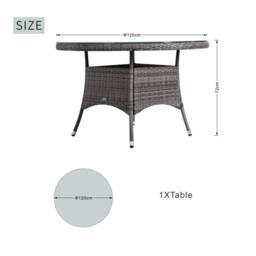 Direct Wicker Outdoor 4‑Person Rattan Round Dining Table, Aluminum Frame in Grey - Size: 2 Pack - thumbnail 2