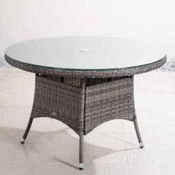 Direct Wicker Outdoor 4‑Person Rattan Round Dining Table, Aluminum Frame in Grey - Size: 2 Pack - thumbnail 1