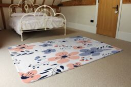 Benjamin Tate Design Pink & Blue Flowers Designer Rug in Natural - Size: Large - thumbnail 3