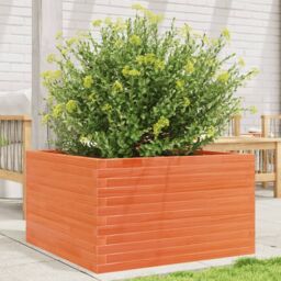 Berkfield Home Garden Planter Wax Brown 80x80x45.5 cm Solid Wood Pine - thumbnail 1
