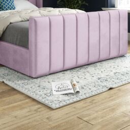 Casani Romano Straight Winged Upholstered Soft Velvet Bed Frame in Pink - Size: Double - thumbnail 3