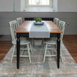 Kukoon Beige Blue Abstract Distressed Soft Area Rug in Mid Blue - Size: 60 cm x 240 cm - thumbnail 3