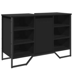 Berkfield Home Bathroom Sink Cabinet Black 91x35x60 cm Engineered Wood - Size: 91 x 35 x 60 cm - thumbnail 1