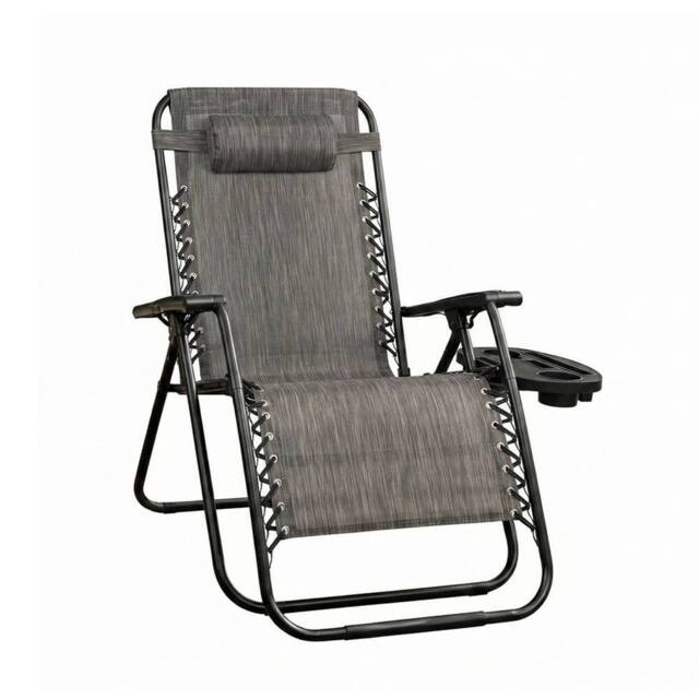 Royalford Zero Gravity Recliner Chair 120kg Steel Textilene Foldable Sun Lounger in Grey - image 1