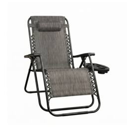 Royalford Zero Gravity Recliner Chair 120kg Steel Textilene Foldable Sun Lounger in Grey - thumbnail 1