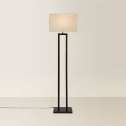 ValueLights Gloria Double Stem Metal Floor Lamp with Rectangular Lamp Shade & LED Bulb in Black - thumbnail 6