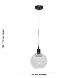 First Choice Lighting Set of 2 Barnum - Clear Dimple Glass Globe Black Retro Pendants - thumbnail 6