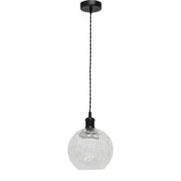 First Choice Lighting Set of 2 Barnum - Clear Dimple Glass Globe Black Retro Pendants - thumbnail 2