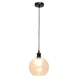 First Choice Lighting Set of 2 Barnum - Clear Dimple Glass Globe Black Retro Pendants - thumbnail 3