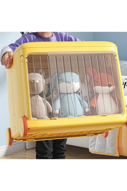 Living and Home Stackable Storage Bins Plastic Storage Containers with Wheels Collapsible Storage Bins Closet Organizers in Yellow - image 1