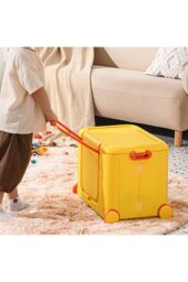 Living and Home Stackable Storage Bins Plastic Storage Containers with Wheels Collapsible Storage Bins Closet Organizers in Yellow - thumbnail 4