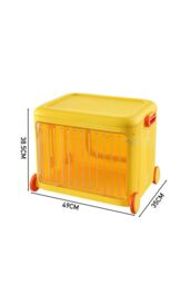 Living and Home Stackable Storage Bins Plastic Storage Containers with Wheels Collapsible Storage Bins Closet Organizers in Yellow - thumbnail 5