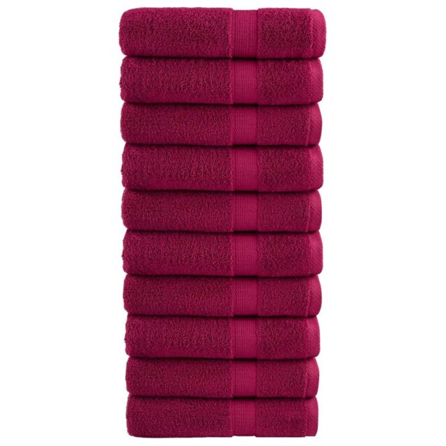 Berkfield Home Premium Shower Towels SOLUND 10pcs Bordeaux 70x140cm 600gsm in Red