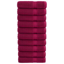 Berkfield Home Premium Shower Towels SOLUND 10pcs Bordeaux 70x140cm 600gsm in Red - thumbnail 1
