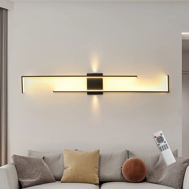 Garwarm Aluminum LED Flush Mounted Sconce Wall Lights, 140cm, 3000K-6500K in Black - image 1