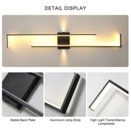 Garwarm Aluminum LED Flush Mounted Sconce Wall Lights, 140cm, 3000K-6500K in Black - thumbnail 8