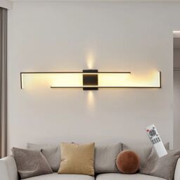 Garwarm Aluminum LED Flush Mounted Sconce Wall Lights, 140cm, 3000K-6500K in Black