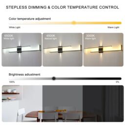 Garwarm Aluminum LED Flush Mounted Sconce Wall Lights, 140cm, 3000K-6500K in Black - thumbnail 7