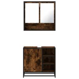 Berkfield Home 2 Piece Bathroom Furniture Set Smoked Oak Engineered Wood in Brown - thumbnail 5