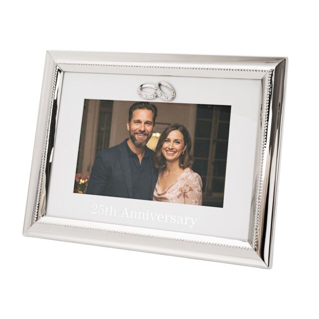 Happy Homewares 25th Anniversary Picture Frame in Nickel Plating with Diamante Rings in Silver - image 1