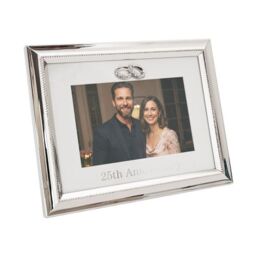 Happy Homewares 25th Anniversary Picture Frame in Nickel Plating with Diamante Rings in Silver - thumbnail 2