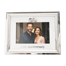 Happy Homewares 25th Anniversary Picture Frame in Nickel Plating with Diamante Rings in Silver - thumbnail 3