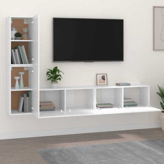Berkfield Home Classic 4 Piece TV Cabinet Set White Engineered Wood - image 1