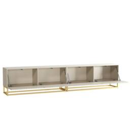 Mex Furniture LTD TV Unit Ripple Duo 200cm - Cashmere Warm Beige Taupe Finish with Gold - thumbnail 9