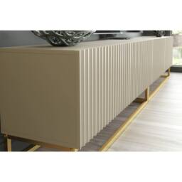 Mex Furniture LTD TV Unit Ripple Duo 200cm - Cashmere Warm Beige Taupe Finish with Gold - thumbnail 4