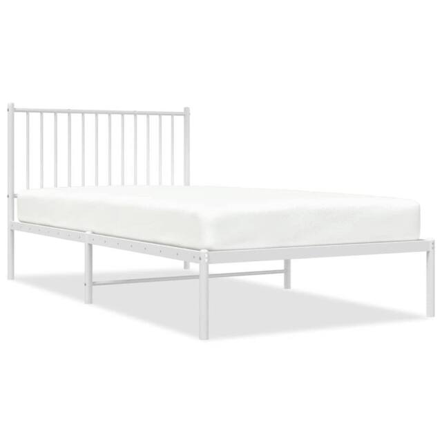 Berkfield Home Metal Bed Frame with Headboard White 100x200 cm - image 1