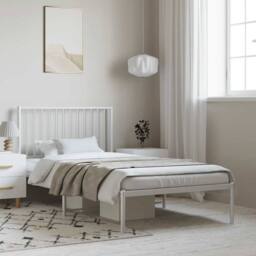 Berkfield Home Metal Bed Frame with Headboard White 100x200 cm - thumbnail 2
