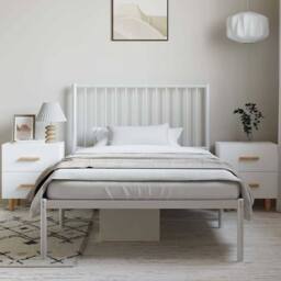 Berkfield Home Metal Bed Frame with Headboard White 100x200 cm - thumbnail 3