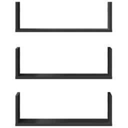 Berkfield Home Wall Shelves 3 pcs Black 58x18x18 cm Engineered Wood - Size: 58 x 18 x 18 cm - thumbnail 4