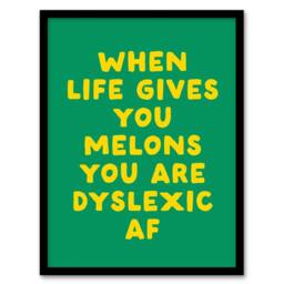 Artery8 When Life Gives You Melons Funny Dyslexic Joke Framed Wall Art Print in Green - Size: A4 - thumbnail 1